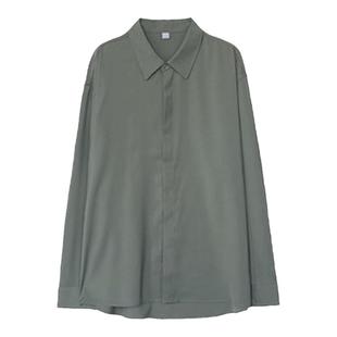 能盟莫兰迪春季上衣韩版宽松长袖衬衫男士潮流INS帅气免烫衬衣