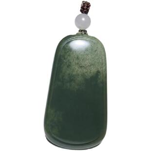 玉奕玉雕工作室15.6克新疆和田玉籽料沙枣青无事牌玉牌仿古玉牌坠