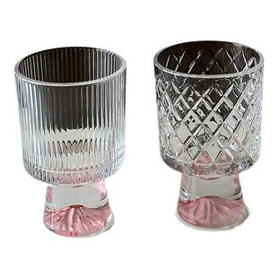 小众高级感粉底山脉玻璃杯水杯饮品杯设计感咖啡杯高脚杯鸡尾酒杯