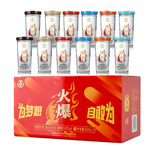 五粮液股份出品火爆口杯小酒42度50ml*12瓶整盒携带方便浓香型