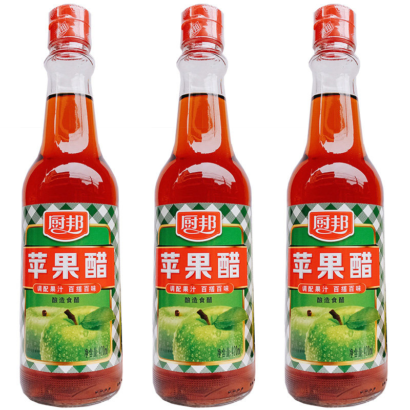 【开胃苹果醋】厨邦苹果醋420ml*3凉拌即食醋调配果汁泡菜饮用醋