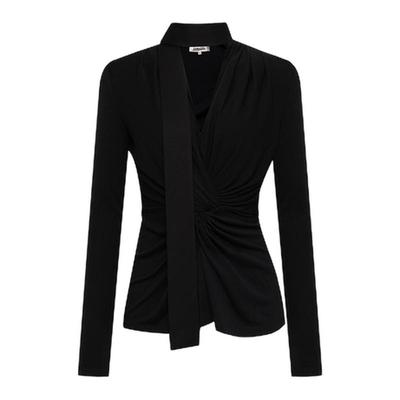 DVFV领交叉扭结黑色上衣