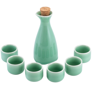 陶瓷青瓷清酒具套装小白酒分酒器中式家用酒盅壶仿复古风温喝酒杯