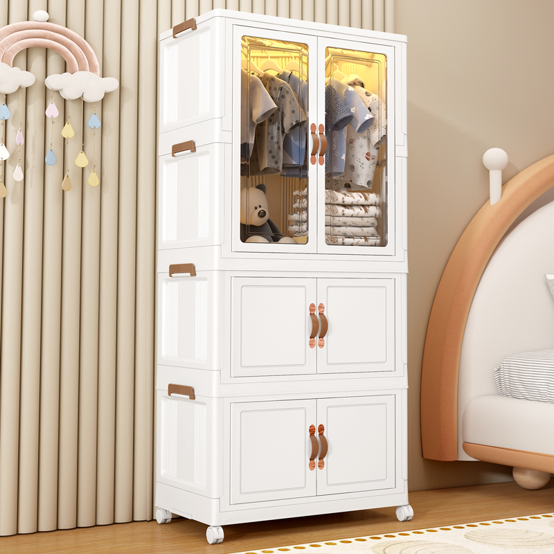 铂硕免安装宝宝衣柜儿童衣服整理箱家用卧室简易置物柜收纳储物柜
