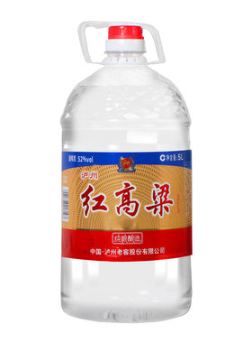 泸州老窖红高粱52度5L浓香型白酒纯粮食散装桶装口粮酒泡酒整箱