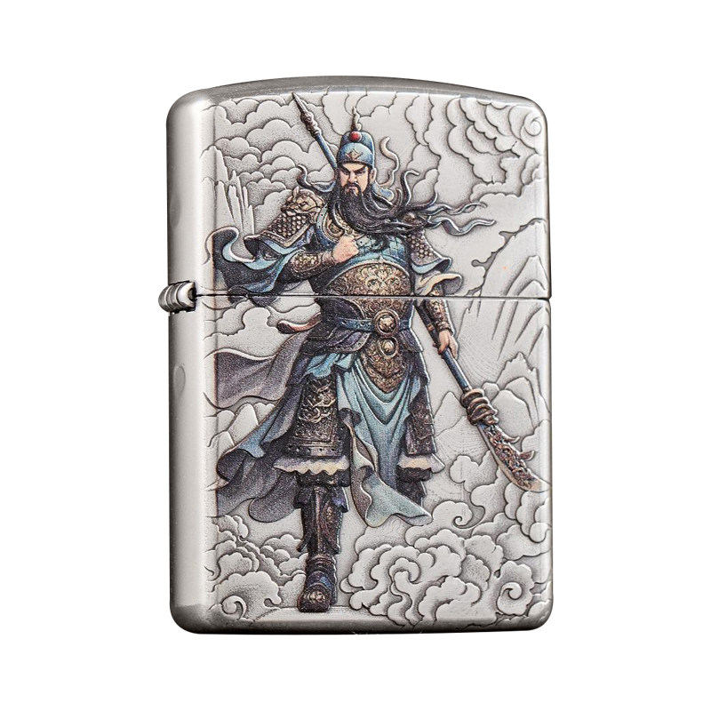 ZIPPO武圣关公珐琅彩包银盔甲