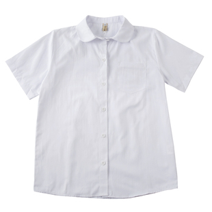 白衬衫女短袖夏季学生娃娃领学院风jk基础款纯棉衬衣宽松上衣丸襟