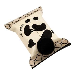 熊猫花纸巾套餐厅餐桌纸巾盒客厅茶几抽纸盒装饰黑色耐脏ins轻奢