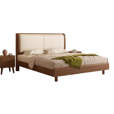 实木床2026新款中古风橡胶木1米8双人床家用软包大床主卧1米5床架