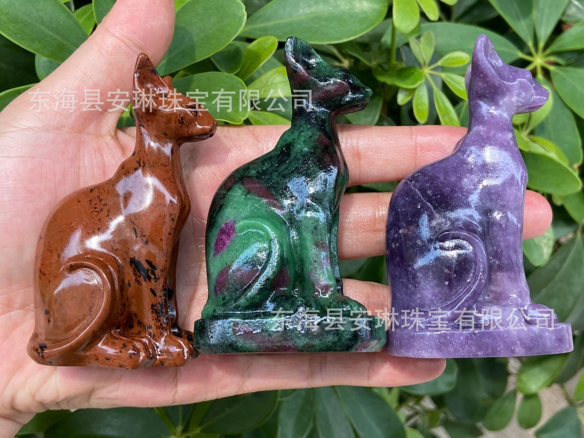 稀奇古怪的小摆件埃及猫雕像天然水晶雕刻猫无毛猫家居装饰礼物
