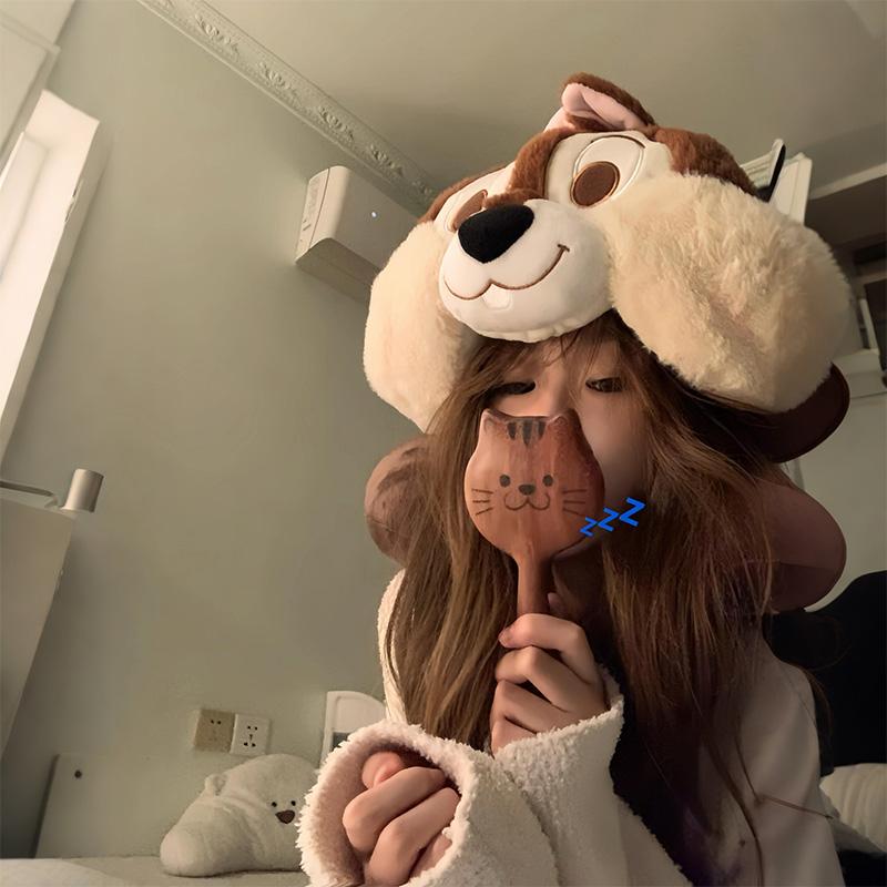 u型枕连帽护颈枕脖子花栗鼠长途旅行飞机枕戴帽雪莉玫饼饼女可携