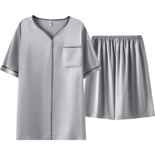 冰丝睡衣男士夏天薄款短袖夏季款仿真丝绸套头家居服套装2025新款