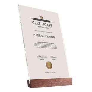 精致实木证书框亚克力授权书原木荣誉证书框奖状毕业结业表彰获奖桌牌台卡现代证件框桌面证件摆台定制