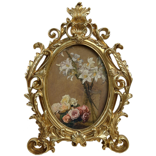 金色复古法欧式7寸古典轻奢相框钢琴摆台客厅玄关桌面摆件装饰画