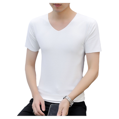 冬季男士t恤打底衫短袖V领半袖