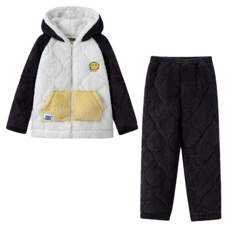 小黑托昵儿童家居服冬季加厚套装
