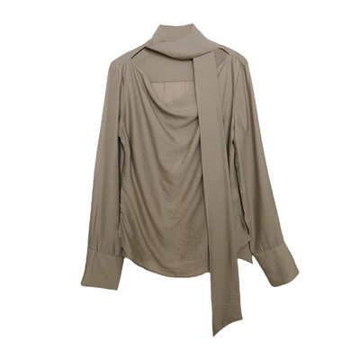 系脖飘带上衣荡领轻熟高级设计感