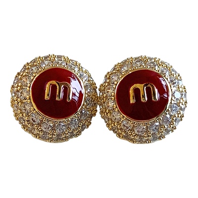 轻奢复古珐琅M豆镶钻小耳钉