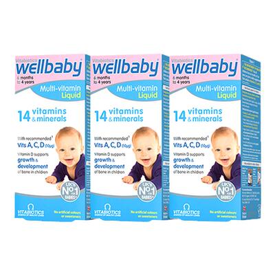 英国wellbaby婴幼儿液体复合维生素AD多种营养铁锌儿童2宝宝4岁*3