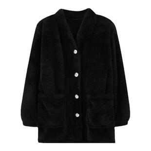 秋冬珊瑚绒睡衣女单件上衣男黑色外套加厚保暖大码胖mm200斤宽松