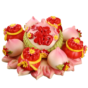 福桃祝寿馒头老人生日中式蛋糕全桃款贺寿99个小桃胶东花饽饽礼盒