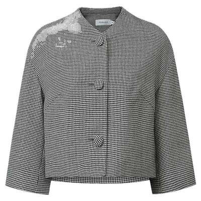 VGRASS千鸟格不对称设计短外套