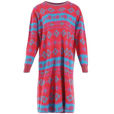 阁兰秀红蓝提花连衣裙