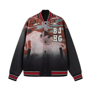 【敦煌联名】BJHG不计后果国风珠绣马年夹克男款春季棒球服外套女