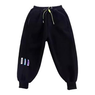 童装男童加绒裤子一体薄绒儿童运动裤休闲外穿3-12岁卫裤宽松洋气