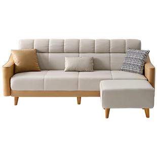 全友家居原木风折叠沙发床两用小户型客厅卧室三人位科技布艺沙发