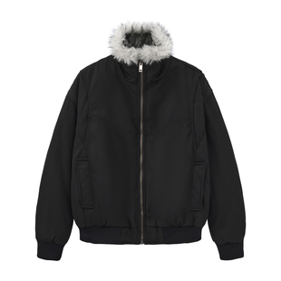 COCKTAIL美式复古座山雕PU皮绒毛加厚夹克宽松百搭棉服男女外套