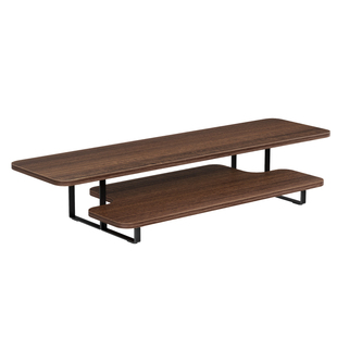 北弧显示器增高架电脑收纳底座桌面实木纹胡桃木色置物架G700S