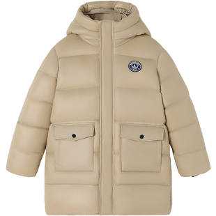 Navigare意大利小帆船男女大童红色羽绒服保暖拜年服中长款新年