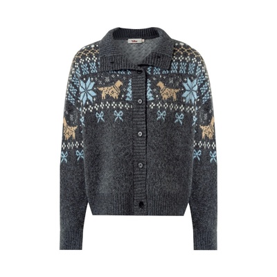 Liilou羊毛混纺针织开衫短裙套装