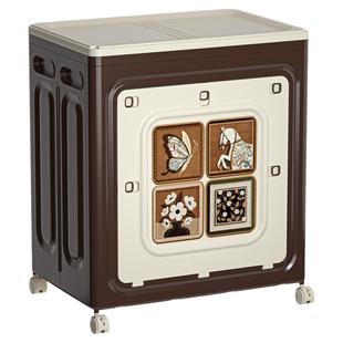 衣物收纳柜中古风双开门家用简易衣橱可折叠带轮大容量防尘收纳箱