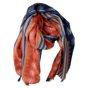 明星林志玲同款欧美大牌向阳藤蔓印花复古时尚斜纹棉防晒围巾披肩