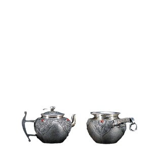 義清堂银壶足银999泡茶壶套装 段六一段六二大师联名款手工银茶壶