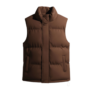 名创优品加绒立领棉马甲男冬季棉服外穿咖色保暖背心坎肩外套春Y