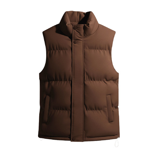 名创优品加绒立领棉马甲男冬季棉服外穿咖色保暖背心坎肩外套春Y