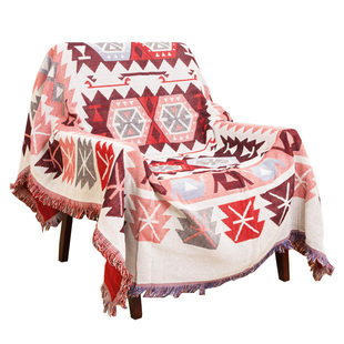波西米亚沙发盖布毯加厚通用复古棉麻沙发巾罩新疆民族风多用毯子