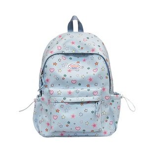 蓝色书包韩版ins小众高颜值学生党大容量轻便休闲女初中生双肩包