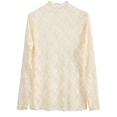 蕾丝衫内搭紧身打底衫半高领