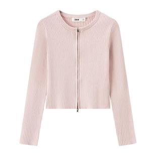 森马针织开衫女短款紧身显瘦正肩气质秋季温柔系纯色圆领上衣百搭