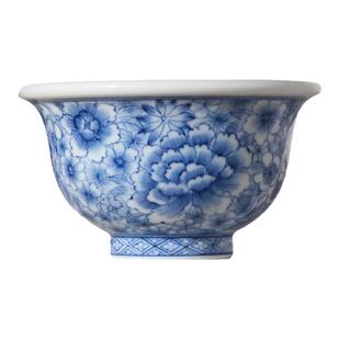 青花万花手绘主人杯青花柴窑压手杯景德镇陶瓷茶具中式品茗杯单杯