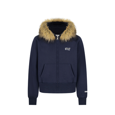 EUEH拆卸蓬松毛领拉链加绒卫衣