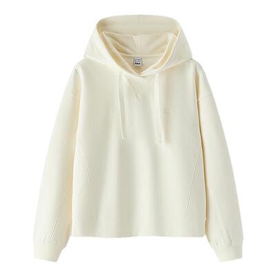 森马温柔绣花宽松分割连帽卫衣女