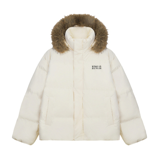 BIPOLAR可拆卸毛领保暖休闲连帽棉服美式宽松潮流保暖冬厚外套