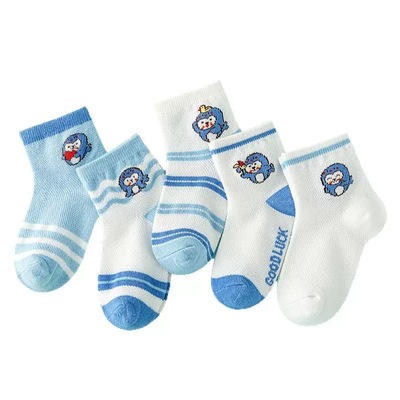 儿童袜子夏季薄款透气网眼袜子男童宝宝袜子夏天卡通图案中童短袜