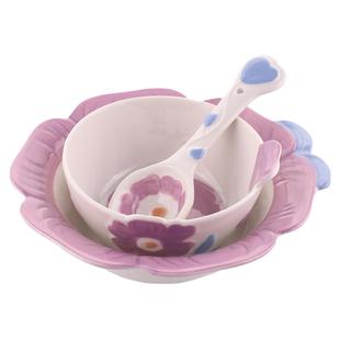 紫薇花开浮雕釉下彩陶瓷碗盘家用特别好看的5英寸米饭碗菜盘汤碗