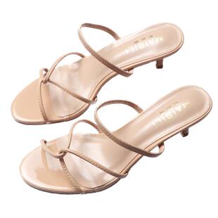 凉鞋女夏季2025新款高跟鞋细跟凉拖鞋子外穿裸色晚晚风温柔配裙子